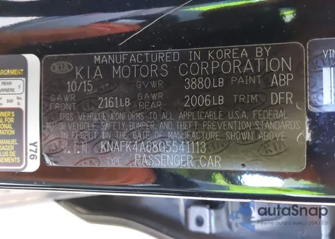 2016 Kia Forte Lx из США, поврежденный, VIN KNAFK4A68G5541113